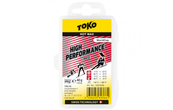 Парафин высокофтористый TOKO High Performance red (-4°С -12°С) 40 г. 5501026 600_380