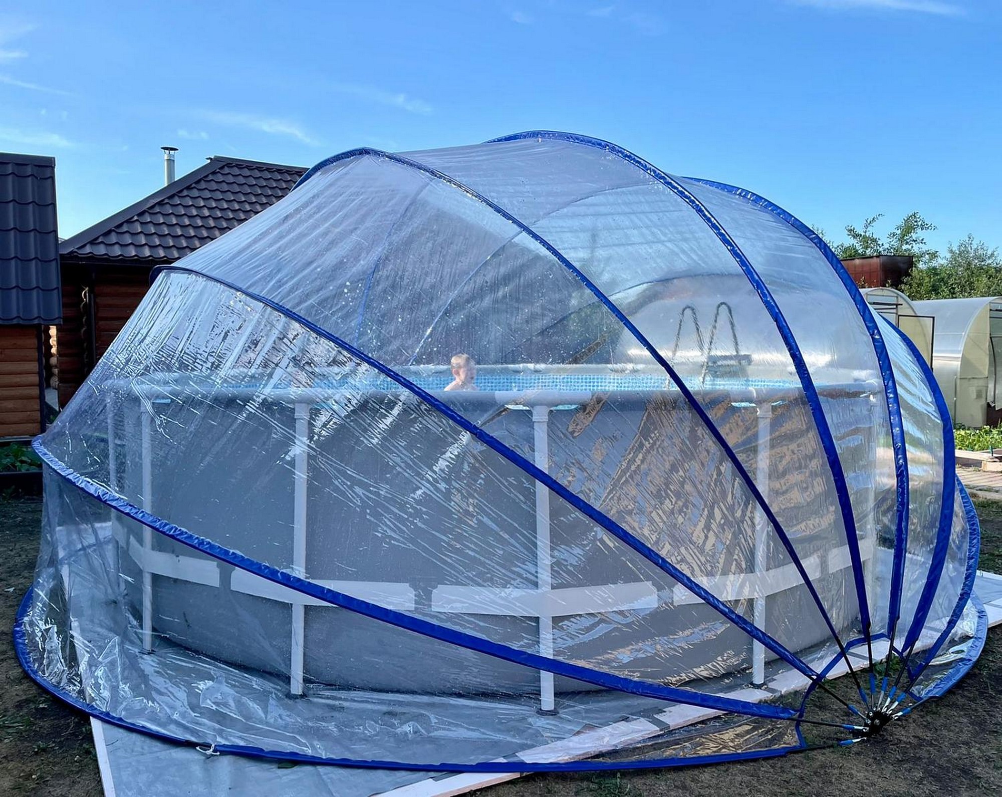 Круглый купольный тент павильон d500см Pool Tent для бассейнов и СПА PT500-G серый 2000_1591