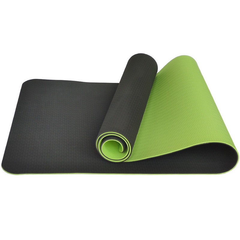 Коврик для йоги 183x61x0,6 см Sportex ТПЕ E33582 т.зеленый/салатовый 800_800