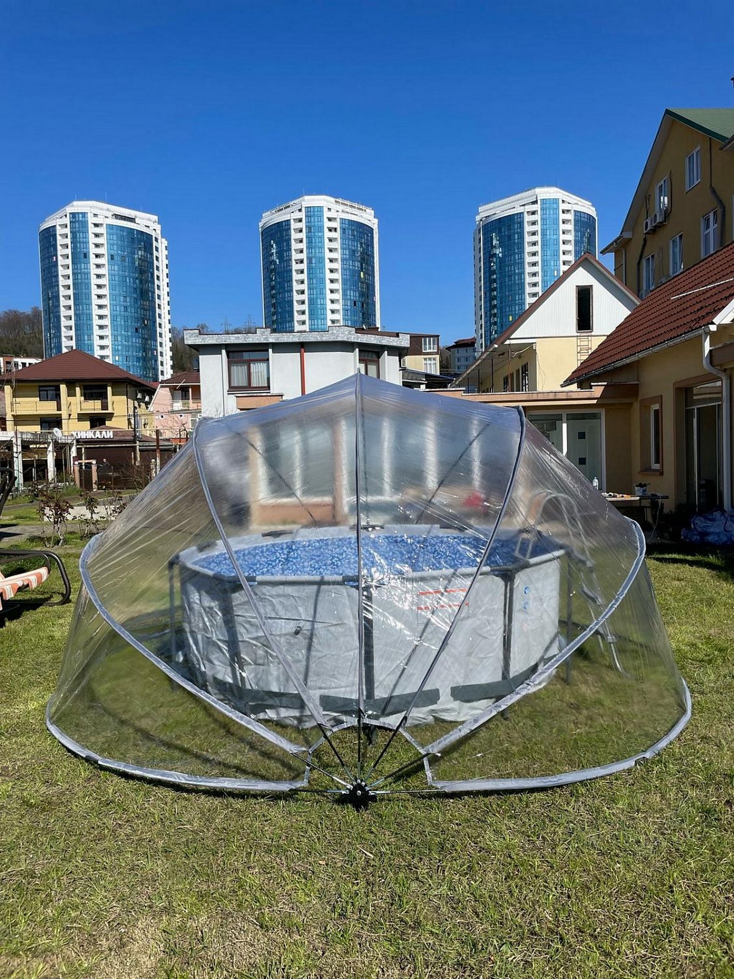 Круглый купольный тент павильон d500см Pool Tent для бассейнов и СПА PT500-G серый 1500_2000
