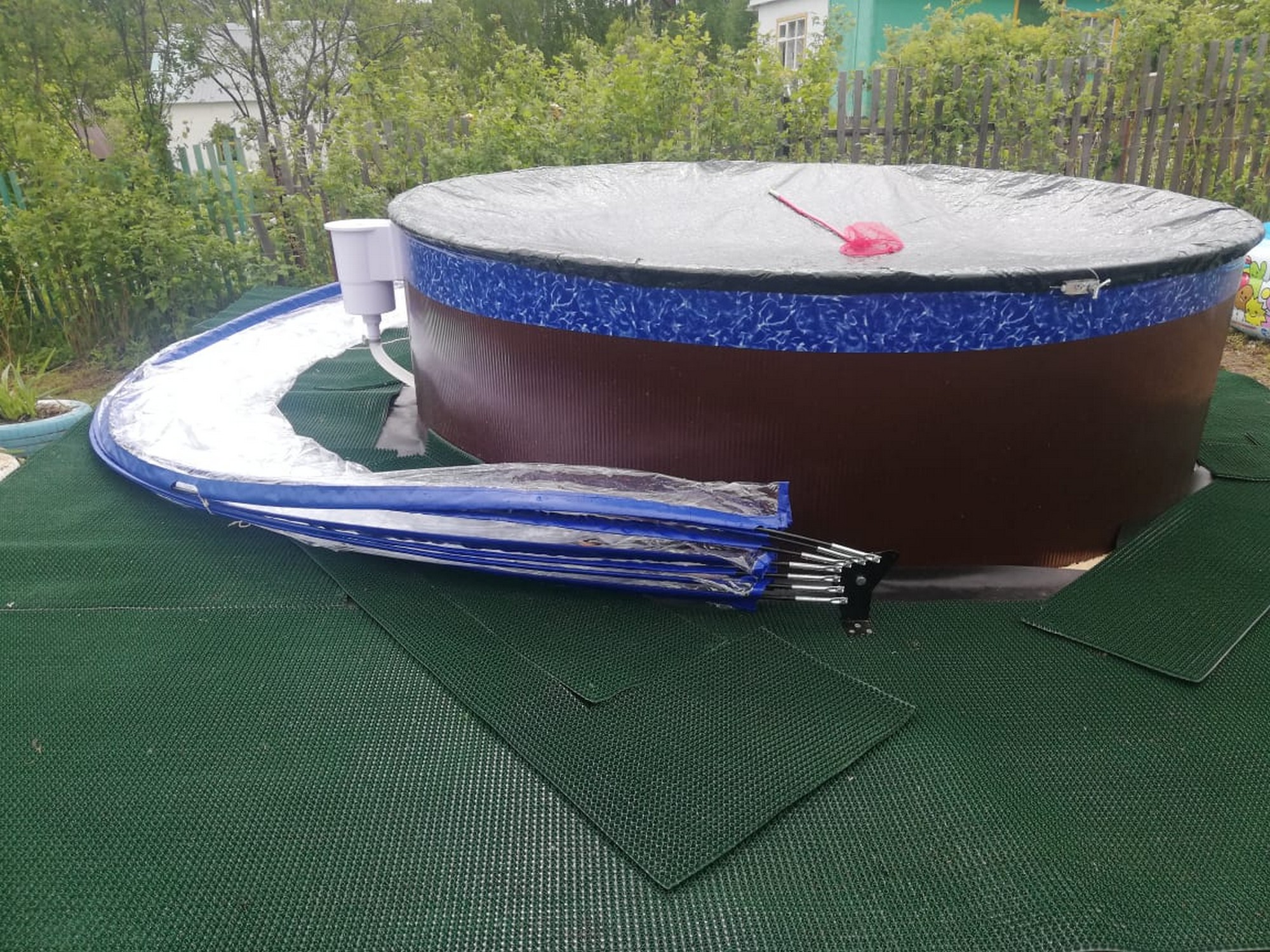 Круглый купольный тент павильон d500см Pool Tent для бассейнов и СПА PT500-G серый 2000_1500