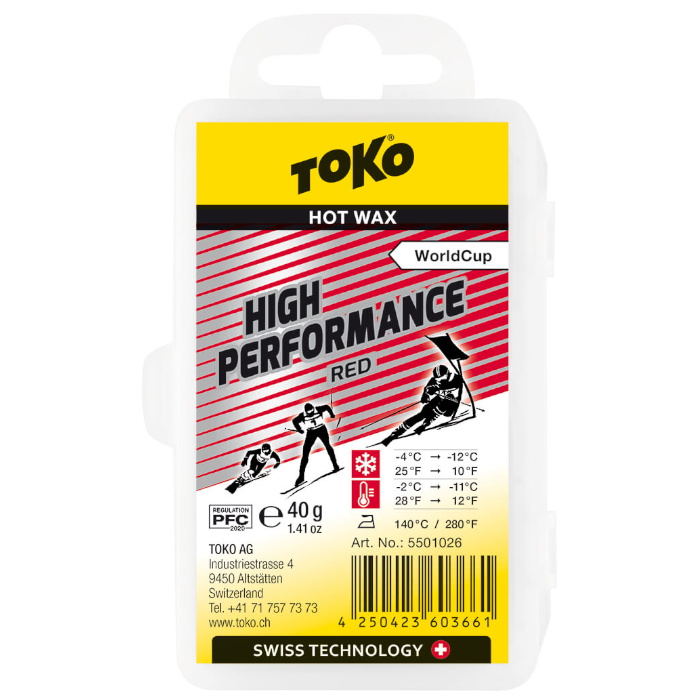 Парафин высокофтористый TOKO High Performance red (-4°С -12°С) 40 г. 5501026 700_700